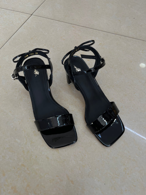Back Bow Decor Buckle Open Toe Heels